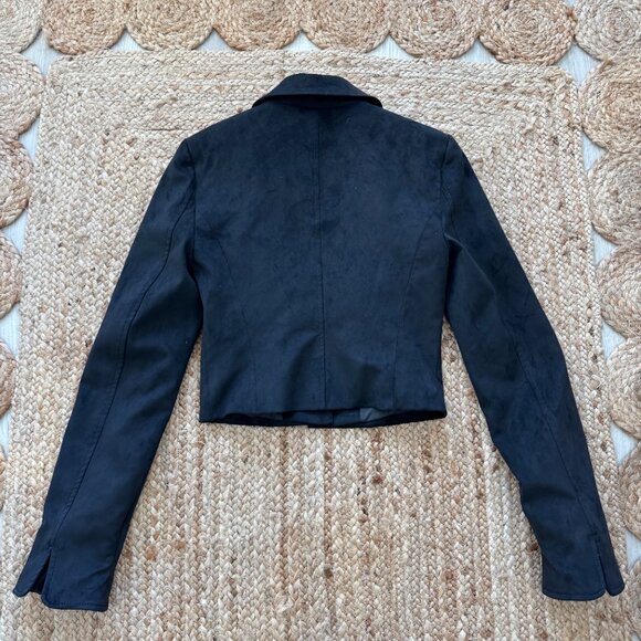 ZARA Black Faux Suede Cropped Jacket New without tags Size XS 🖤 - Picture 11 of 16